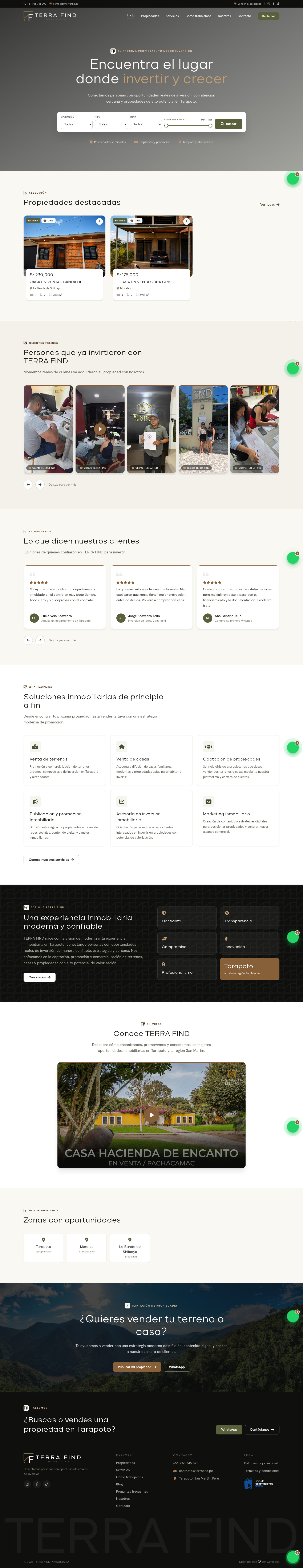 Diseño de Página Web para TERRA FIND Inmobiliaria